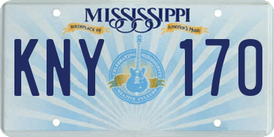 MS license plate KNY170