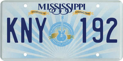 MS license plate KNY192