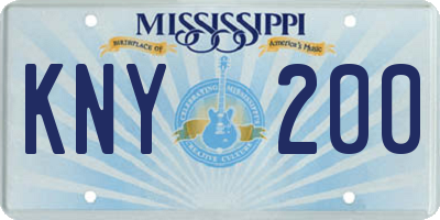 MS license plate KNY200