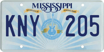 MS license plate KNY205