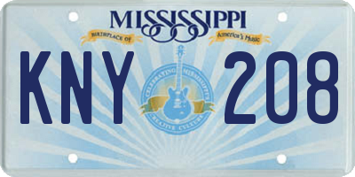 MS license plate KNY208