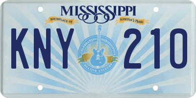MS license plate KNY210
