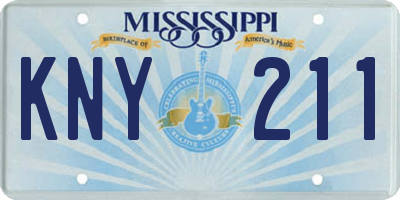 MS license plate KNY211