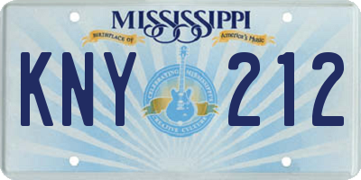 MS license plate KNY212