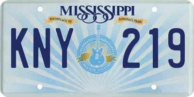 MS license plate KNY219