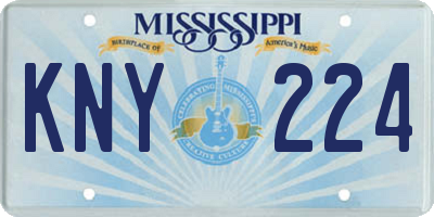 MS license plate KNY224