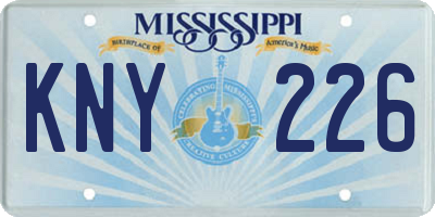 MS license plate KNY226