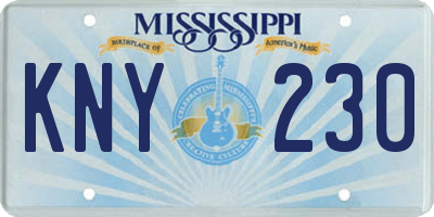 MS license plate KNY230