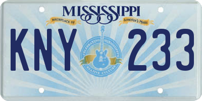 MS license plate KNY233