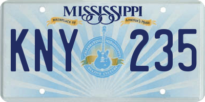 MS license plate KNY235