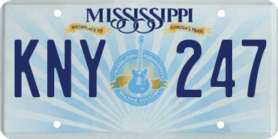 MS license plate KNY247