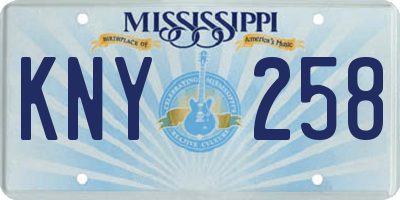 MS license plate KNY258