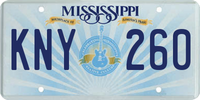 MS license plate KNY260