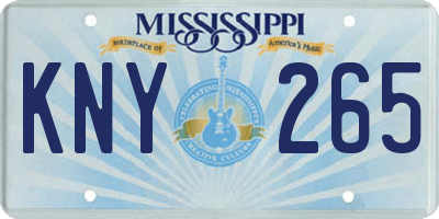 MS license plate KNY265