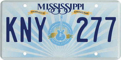 MS license plate KNY277