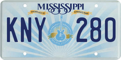 MS license plate KNY280