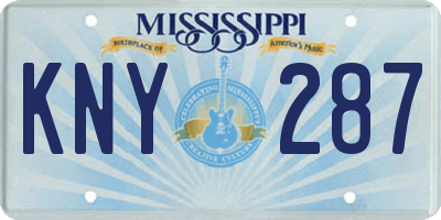 MS license plate KNY287
