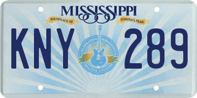 MS license plate KNY289