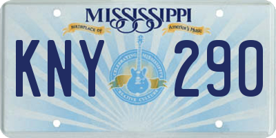 MS license plate KNY290