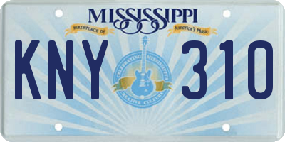 MS license plate KNY310