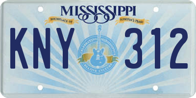 MS license plate KNY312