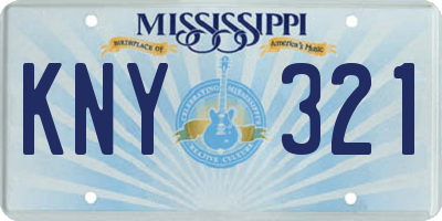 MS license plate KNY321