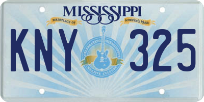 MS license plate KNY325