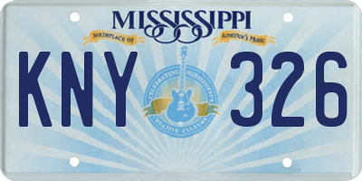 MS license plate KNY326