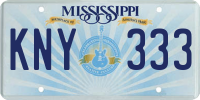 MS license plate KNY333