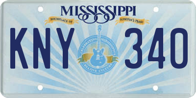 MS license plate KNY340