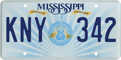 MS license plate KNY342