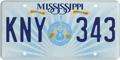 MS license plate KNY343