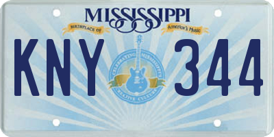 MS license plate KNY344