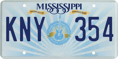 MS license plate KNY354