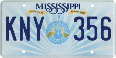 MS license plate KNY356
