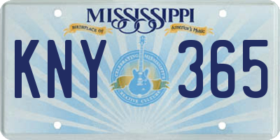 MS license plate KNY365