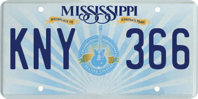 MS license plate KNY366