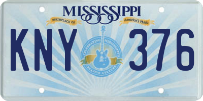 MS license plate KNY376