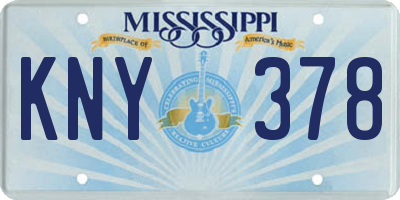 MS license plate KNY378