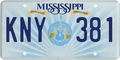 MS license plate KNY381