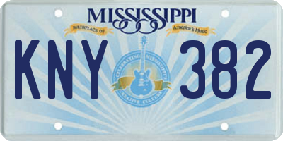 MS license plate KNY382