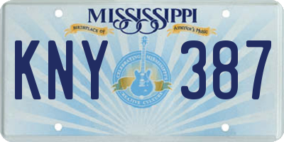 MS license plate KNY387