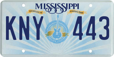 MS license plate KNY443