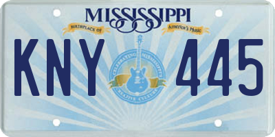 MS license plate KNY445
