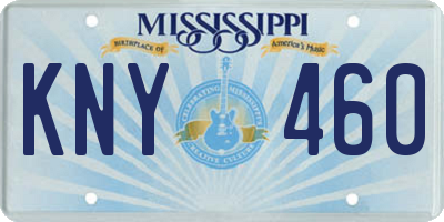 MS license plate KNY460