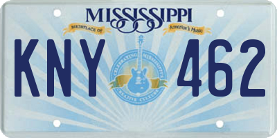 MS license plate KNY462
