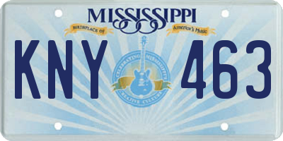 MS license plate KNY463