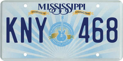 MS license plate KNY468