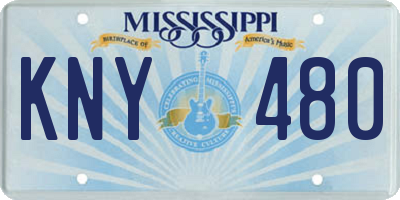 MS license plate KNY480