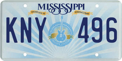 MS license plate KNY496